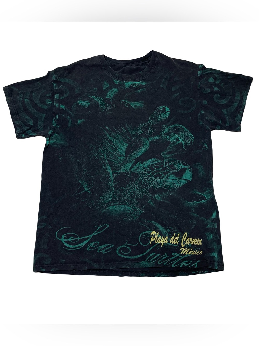 Vintage 90’s Sea Turtle Playa Del Carmen All Over Print T Shirt Men’s M